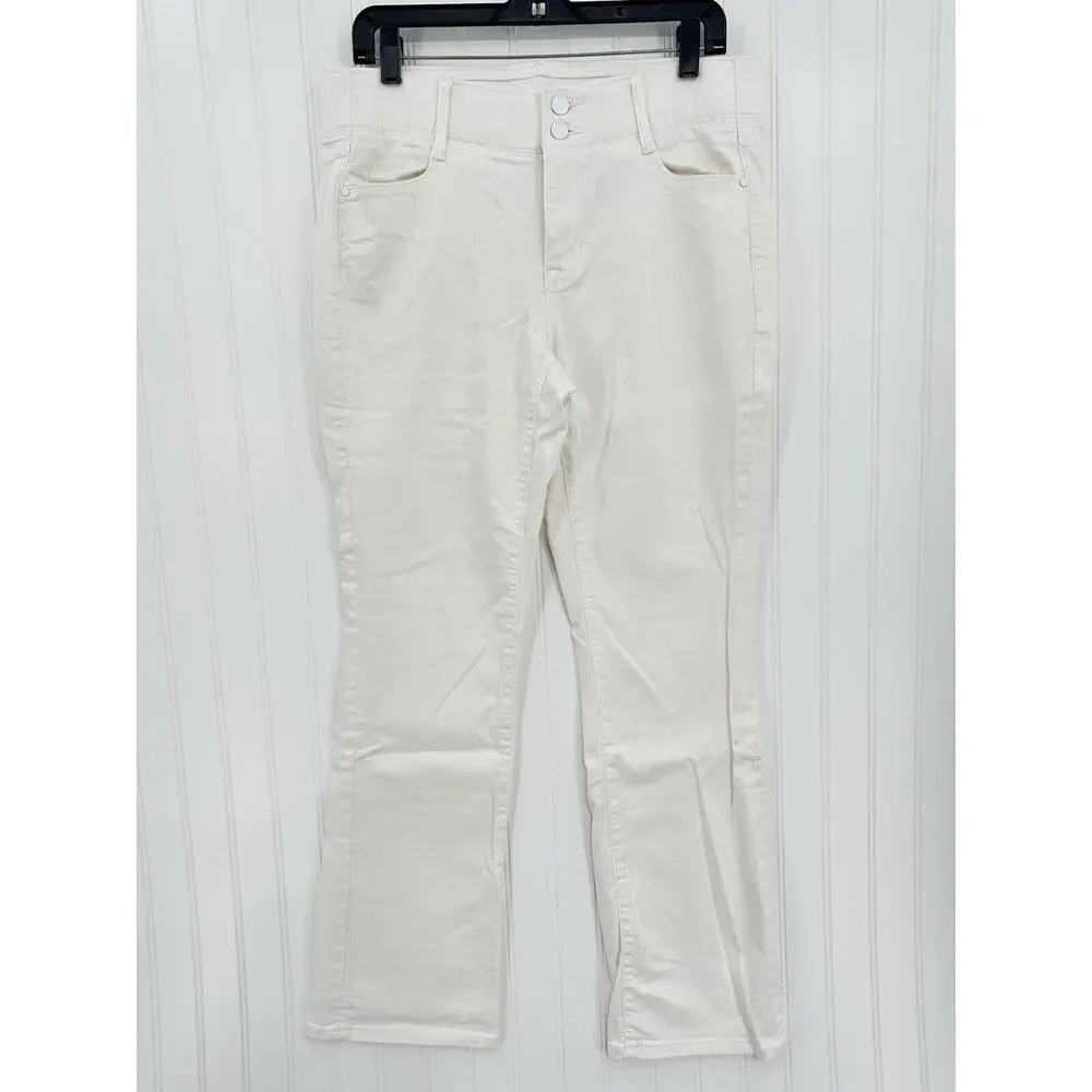 Apt 9 Jeans Womens 12 Bootcut Tummy Control White Stretch Denim Comfort Preppy